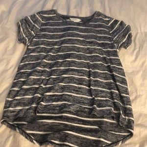 Navy and whit striped hi/lo tee